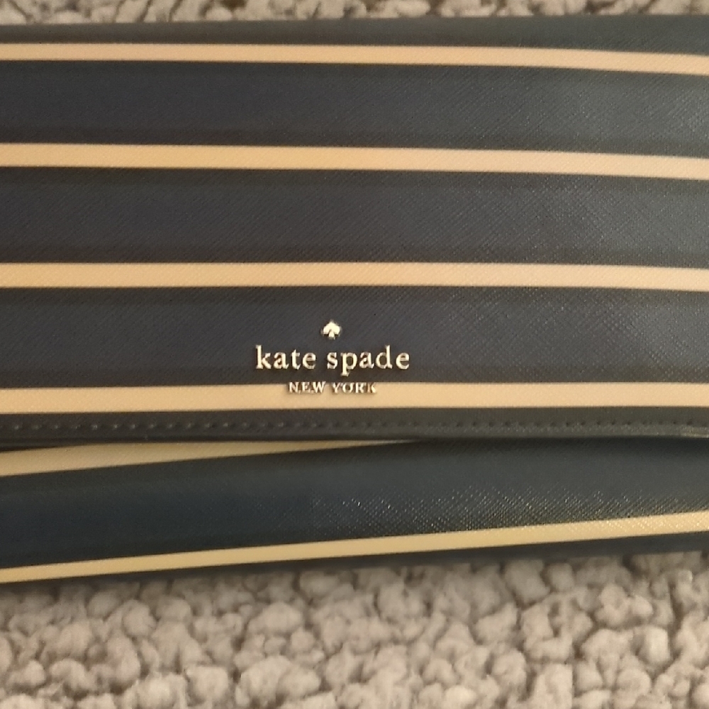 Kate Spade Navy and Cream Striped Clutch